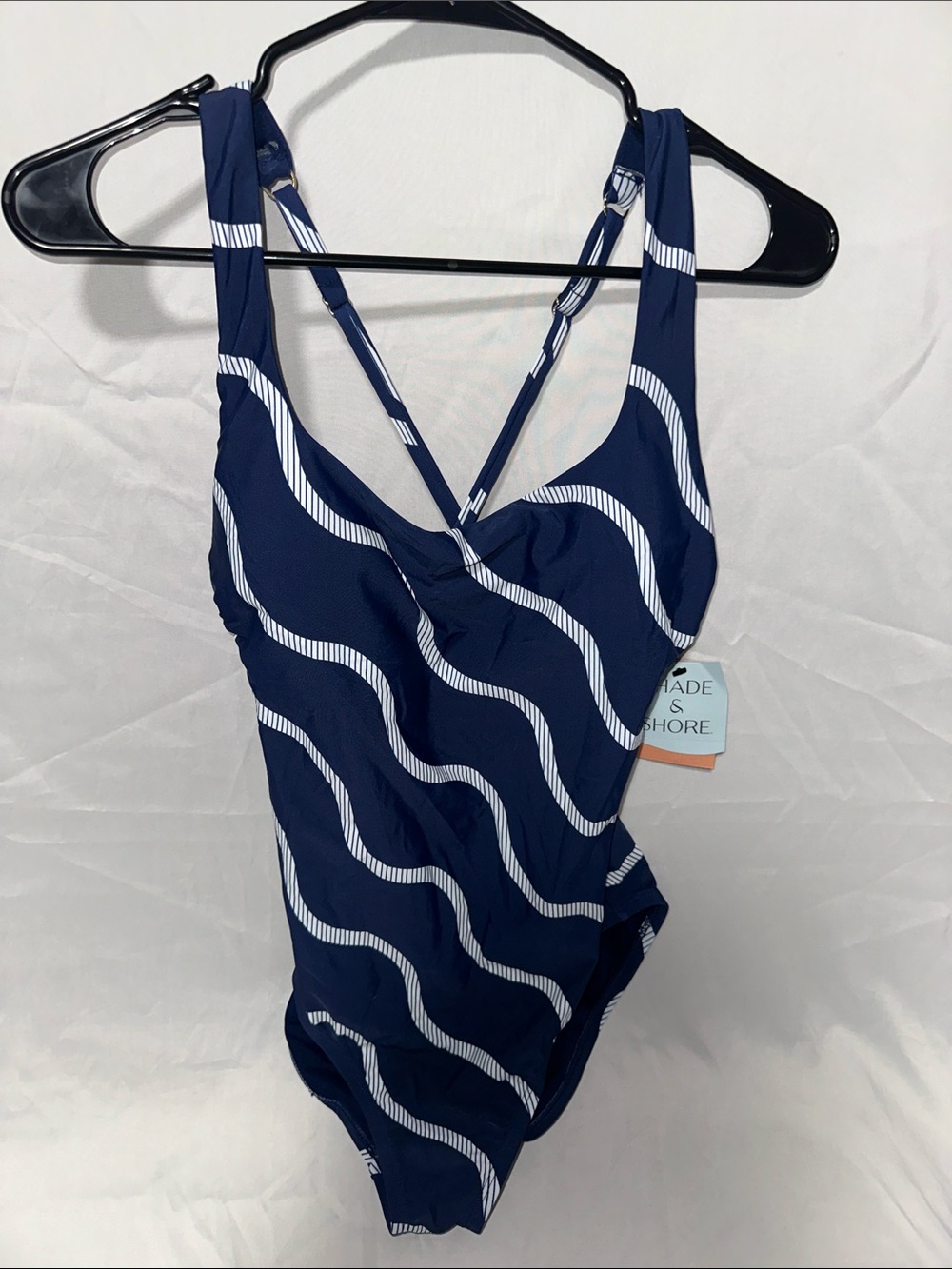 Shade & Shore Navy Wave Print One-Piece Swimsuit